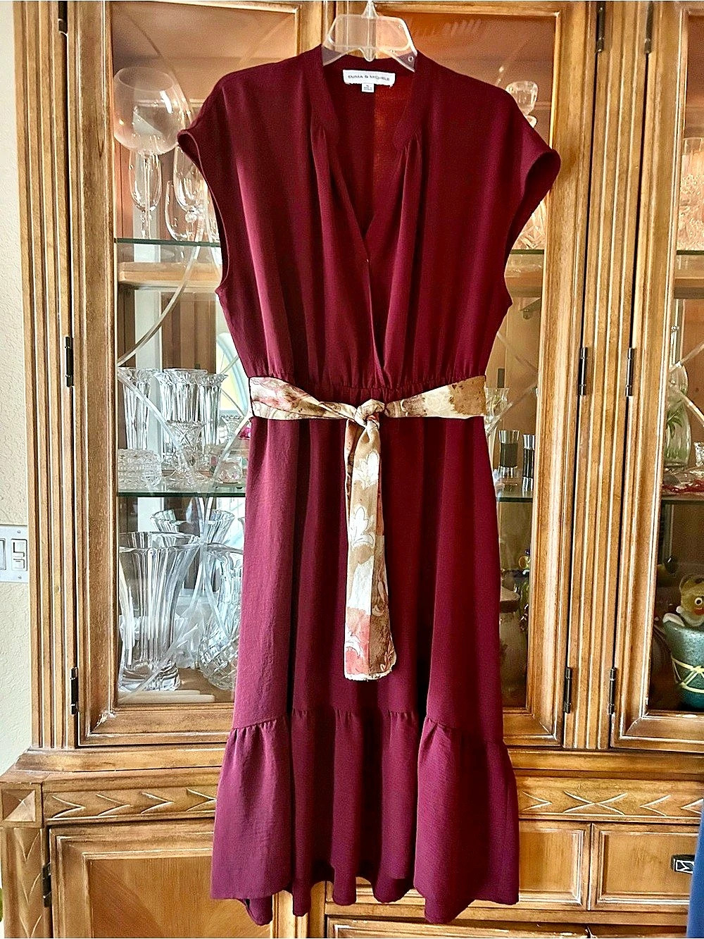 Emma & Michele Midi Dress in Burgundy Size XL  Like New